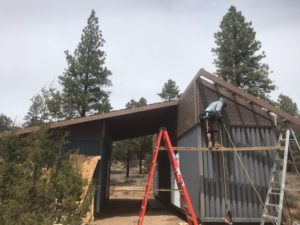 Siding and trim work at the Butch Cassidy Hut